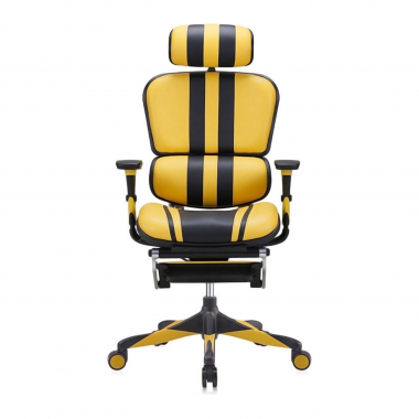 silla gaming amarillo ergoplus piel natural brazos regulables 3d soporte lumbar reposapies extensible 3