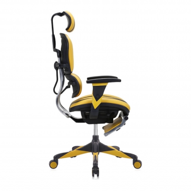 silla gaming amarillo ergoplus piel natural brazos regulables 3d soporte lumbar reposapies extensible 5