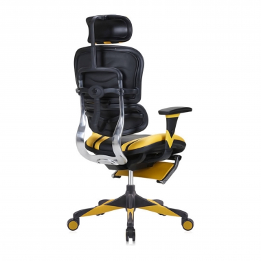 silla gaming amarillo ergoplus piel natural brazos regulables 3d soporte lumbar reposapies extensible 9