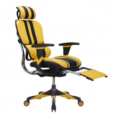 silla gaming amarillo ergoplus piel natural brazos regulables 3d soporte lumbar reposapies extensible 4