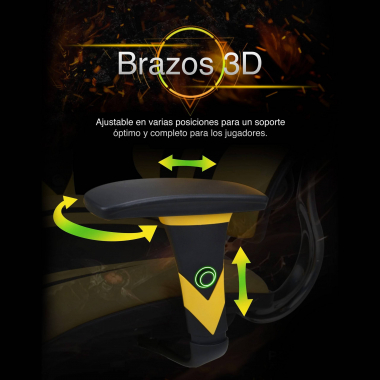 silla gaming amarillo ergoplus piel natural brazos regulables 3d soporte lumbar reposapies extensible 7