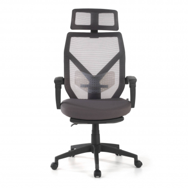 silla de oficina gris neo malla brazos fijos reposacabezas reposapies extensible 3