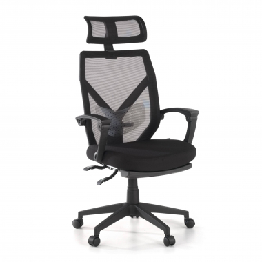 silla de oficina negro neo malla brazos fijos reposacabezas reposapies extensible 1