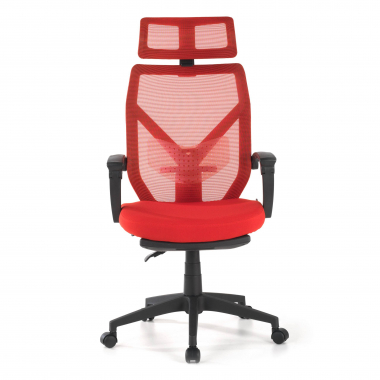 silla de oficina rojo neo malla brazos fijos reposacabezas reposapies extensible 3