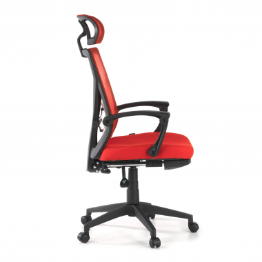 silla de oficina rojo neo malla brazos fijos reposacabezas reposapies extensible 6