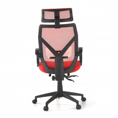 silla de oficina rojo neo malla brazos fijos reposacabezas reposapies extensible 7