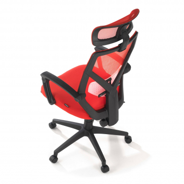 silla de oficina rojo neo malla brazos fijos reposacabezas reposapies extensible 9