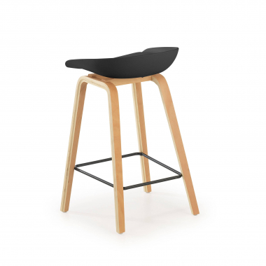 taburete de cocina negro taburete patas de madera piel sintetica sin brazos 5