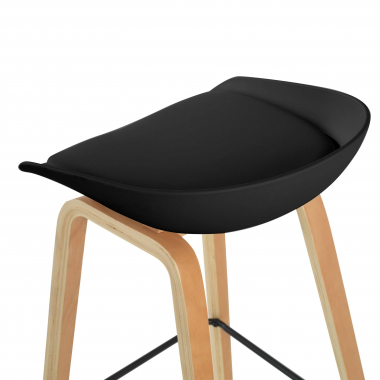 taburete de cocina negro taburete patas de madera piel sintetica sin brazos 4