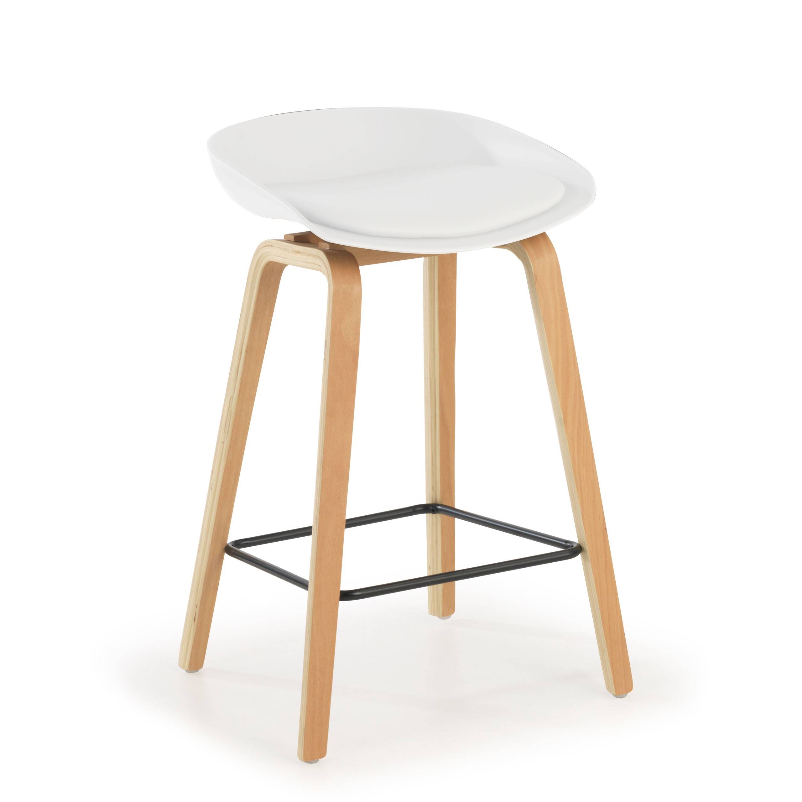 Taburete alto Helsinki de estilo nórdico con patas de madera