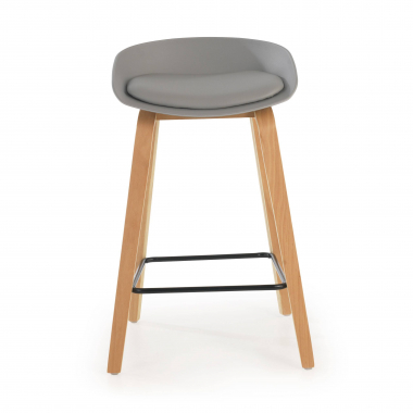 taburete de cocina gris taburete patas de madera piel sintetica sin brazos 3