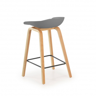 taburete de cocina gris taburete patas de madera piel sintetica sin brazos 5