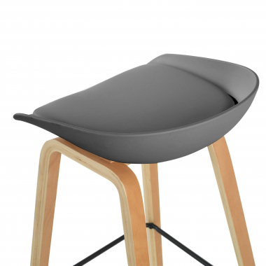 taburete de cocina gris taburete patas de madera piel sintetica sin brazos 4