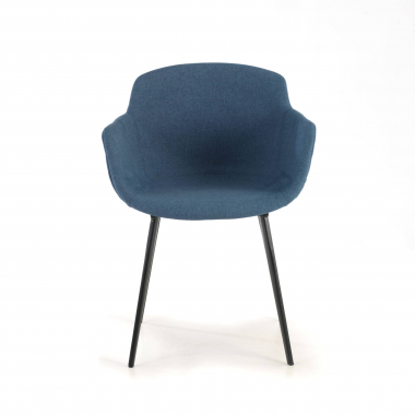 silla confidente azul 4 patas tela brazos tapizados 3