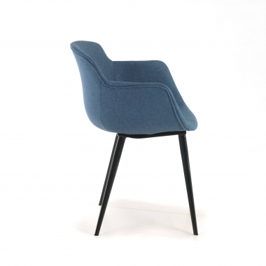 silla confidente azul 4 patas tela brazos tapizados 4