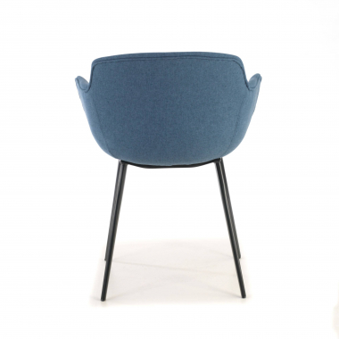 silla confidente azul 4 patas tela brazos tapizados 6