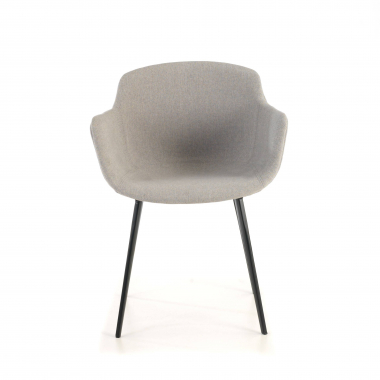 silla confidente negro gris 4 patas tela brazos tapizados 3
