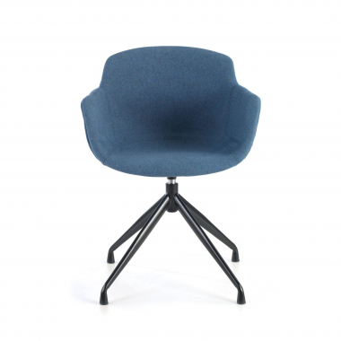 silla confidente negro azul base piramide tela brazos tapizados 3
