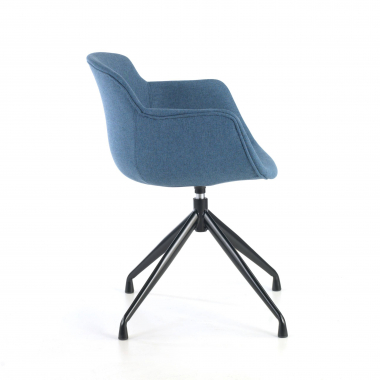 silla confidente negro azul base piramide tela brazos tapizados 6
