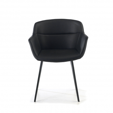 silla confidente negro negro 4 patas piel sintetica brazos tapizados 3