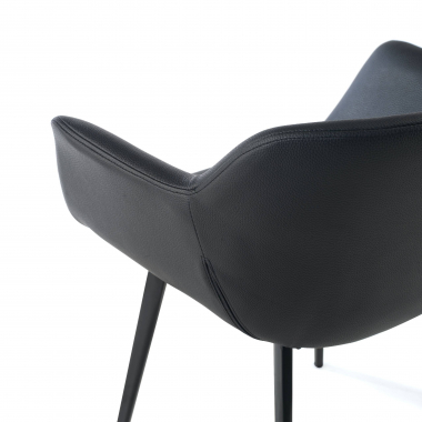 silla confidente negro negro 4 patas piel sintetica brazos tapizados 4