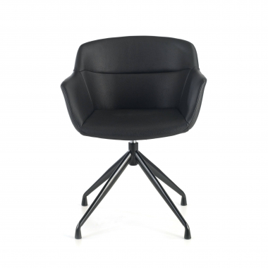 silla confidente negro negro base piramide piel sintetica brazos tapizados 3