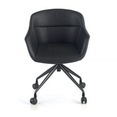 silla confidente negro negro con ruedas piel sintetica brazos tapizados 3
