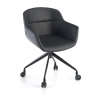 Silla de Reuniones Ores, base piramidal, excelentes acabados, Ecopiel