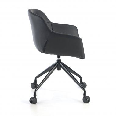 silla confidente negro negro con ruedas piel sintetica brazos tapizados 6