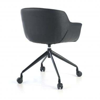 silla confidente negro negro con ruedas piel sintetica brazos tapizados 7