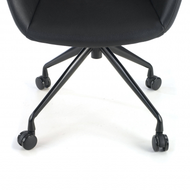 silla confidente negro negro con ruedas piel sintetica brazos tapizados 5