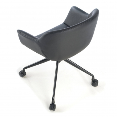 silla confidente negro negro con ruedas piel sintetica brazos tapizados 4