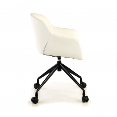 silla confidente negro blanco con ruedas piel sintetica brazos tapizados 6