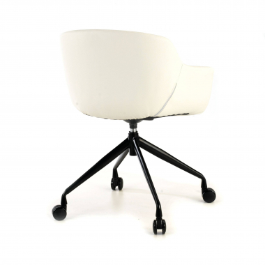 silla confidente negro blanco con ruedas piel sintetica brazos tapizados 7