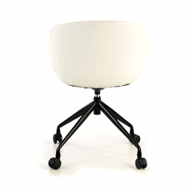 silla confidente negro blanco con ruedas piel sintetica brazos tapizados 8