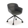 Silla Giratoria Ores, con ruedas, Moderno Diseño, Ecopiel