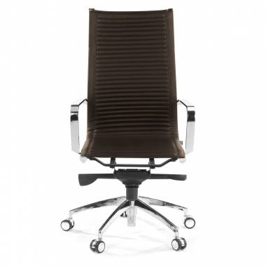 silla de oficina marron estructura cromada ecopiel piel sintetica brazos fijos 3