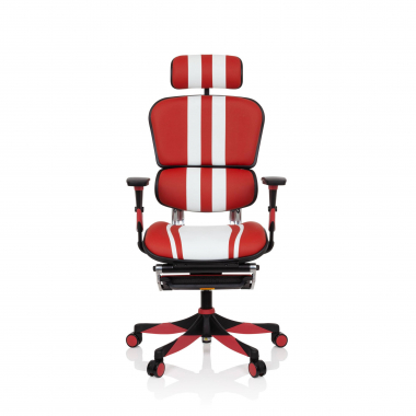 silla gaming rojo ergoplus piel natural brazos regulables 3d soporte lumbar reposapies extensible 3