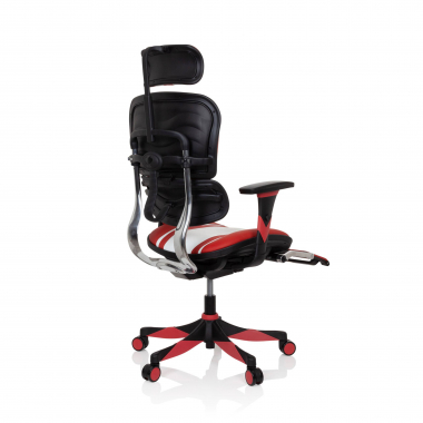 silla gaming rojo ergoplus piel natural brazos regulables 3d soporte lumbar reposapies extensible 5