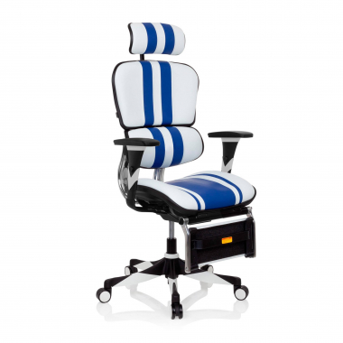 silla gaming azul ergoplus piel natural brazos regulables 3d soporte lumbar reposapies extensible 1