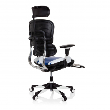 silla gaming azul ergoplus piel natural brazos regulables 3d soporte lumbar reposapies extensible 9