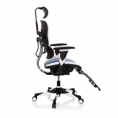 silla gaming azul ergoplus piel natural brazos regulables 3d soporte lumbar reposapies extensible 7