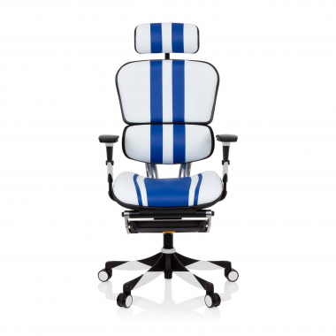 silla gaming azul ergoplus piel natural brazos regulables 3d soporte lumbar reposapies extensible 3