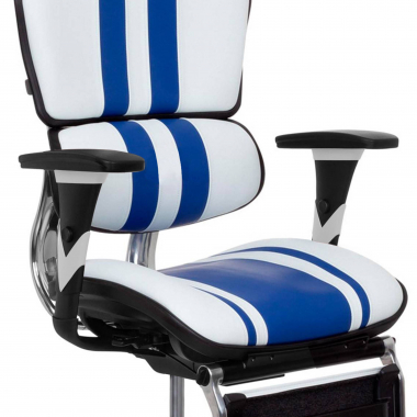 silla gaming azul ergoplus piel natural brazos regulables 3d soporte lumbar reposapies extensible 4
