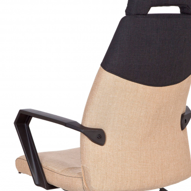silla de oficina marron respaldo alto tela brazos fijos reposacabezas 5