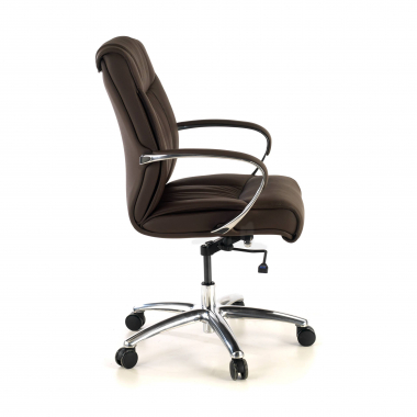 sillon de oficina marron respaldo bajo piel natural piel natural brazos tapizados 3