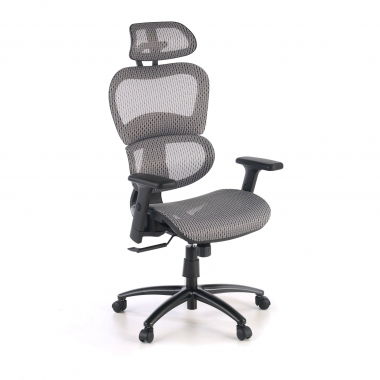 silla ergonomica gris estructura negra malla brazos regulables 3d doble soporte lumbar reposacabezas 1