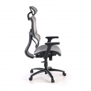 silla ergonomica gris estructura negra malla brazos regulables 3d doble soporte lumbar reposacabezas 8