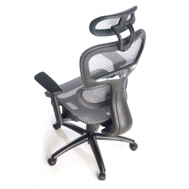 silla ergonomica gris estructura negra malla brazos regulables 3d doble soporte lumbar reposacabezas 10