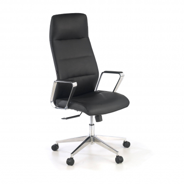 sillon de oficina negro respaldo alto piel sintetica brazos tapizados 1